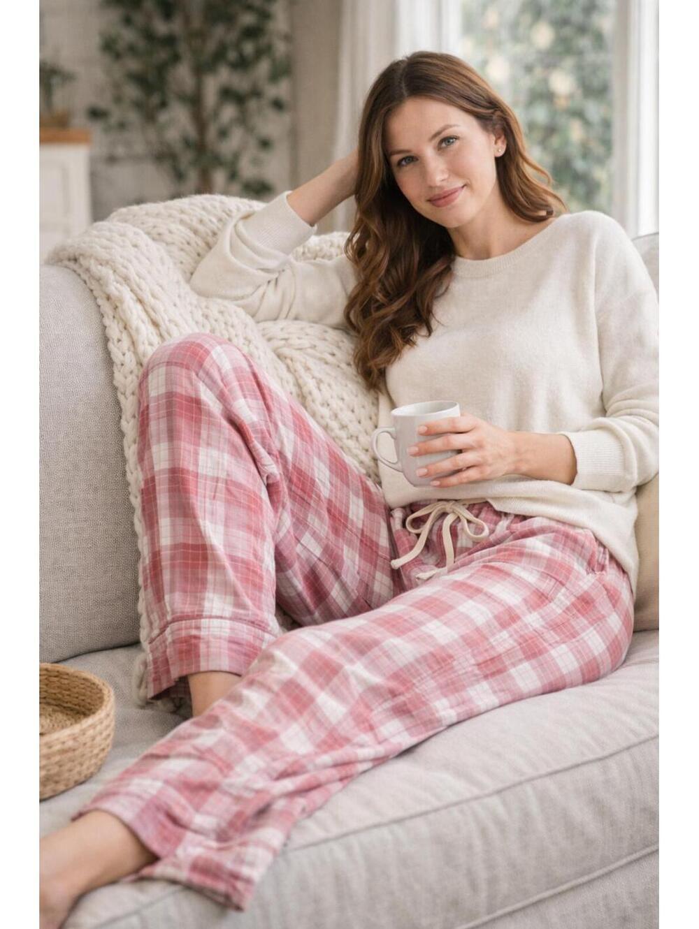 UGG Womens Pink and red Plaid Pajama Lounge Pants XS Drawstring Sleepwear